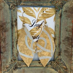 Gold & Silver Leather Leaf Earrings